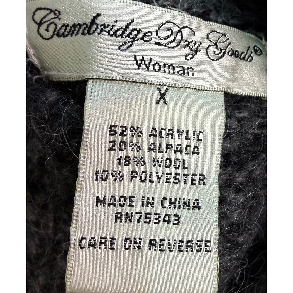 Knit Poncho Cape Cardigan Sweater Hook & Eye Closure Charcoal XL Wool/Alpaca‎ - Picture 6 of 8